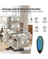 Hulala Home Ruprecht Farmhouse Lift Assist Power Recliner with Massage Heat and Manual Headrest