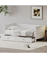 Slickblue Twin Size Solid Wood Daybed with Two Drawers Ideal for Kids, Teens, Dorms, and Guest Rooms