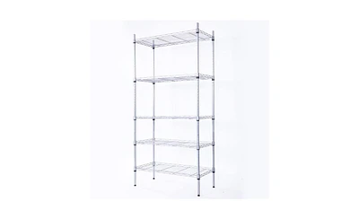 Slickblue Rectangle Carbon Steel Metal Assembly 5-Shelf Storage Rack Silver Grey