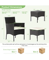 Sugift 8 Pieces Patio Wicker Conversation Set with 2 Coffee Tables and 2 Ottomans