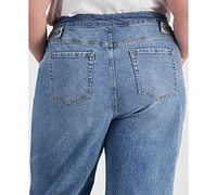 Bar Iii Trendy Plus High-Rise Wide-Leg Light-Wash Jeans, Exclusively at Macy's