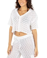 Hurley Juniors' Cotton Crochet Camp Cover-Up Shirt