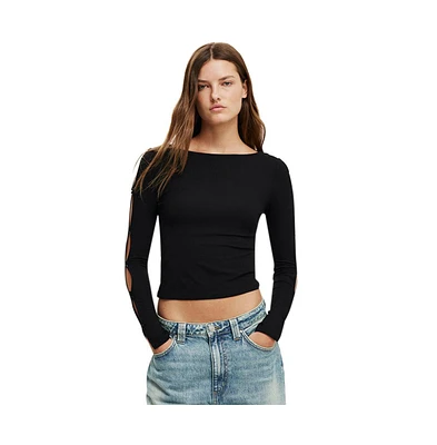 Women's Cotton On Bow Detail Long Sleeve Top