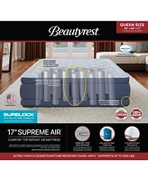 Beautyrest 17" Supreme Air Comfort Top Air Mattress with Built-in SureLock Pump and Auto Shut-Off, Twin Size, Puncture-Resistant Dura-Vinyl, Raised Ed
