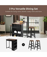 Sugift 3 Pieces Bar Table Set with Storage