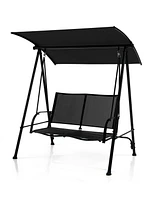 Sugift 2-Seat Outdoor Canopy Swing with Comfortable Fabric Seat and Heavy-duty Metal Frame