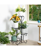 Unho 4 Tier Plant Stand Outdoor Garden Metal Flower Display Rack Shelf Home Decor