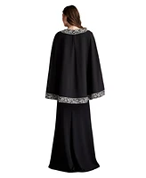 Tadashi Shoji Women's Bian Embroidered Trim Cape Gown