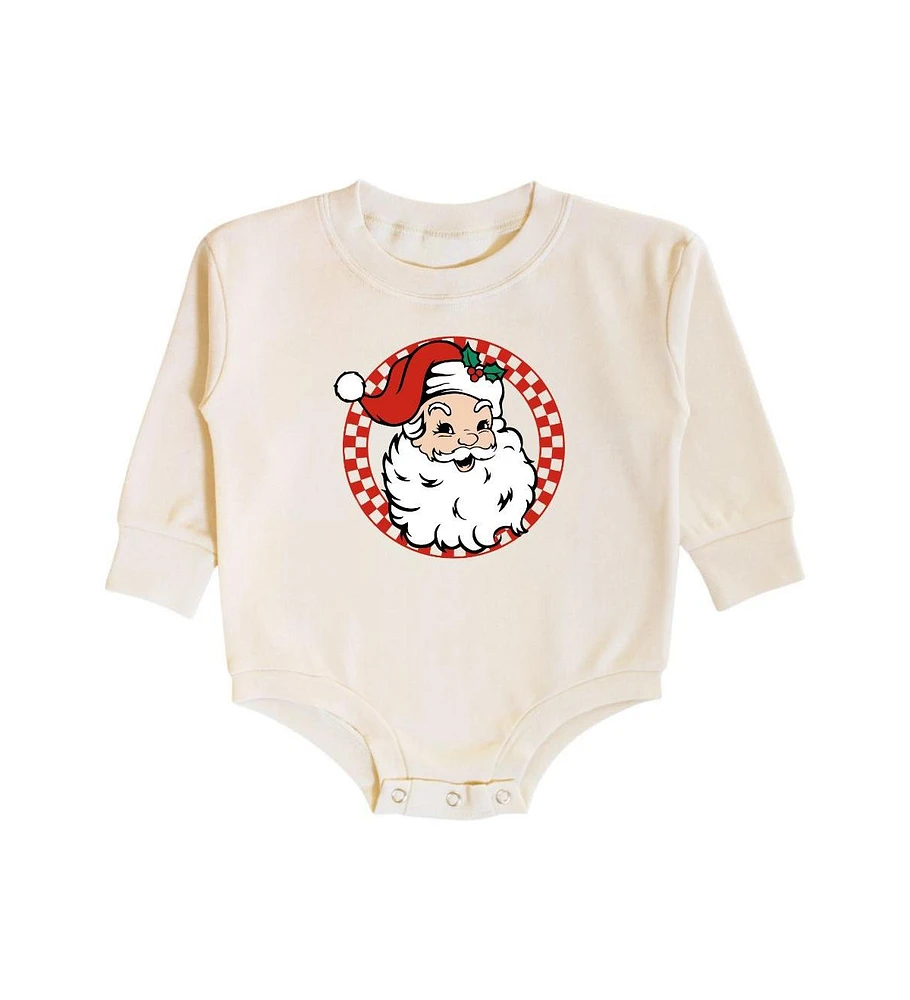 Sweet Wink Baby Boys Retro Santa Christmas Long Sleeve Romper