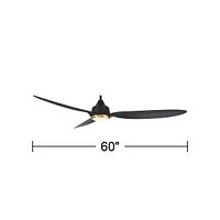 Casa Vieja 60" Revere Matte Black Customize Led Damp Remote Ceiling Fan