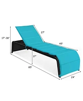 Inolait Adjustable Patio Rattan Lounge Chair with Cushioned
