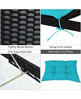 Inolait Adjustable Patio Rattan Lounge Chair with Cushioned