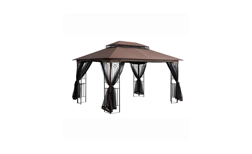 Slickblue 13x10 Outdoor Patio Gazebo Canopy Tent with Ventilated Double Roof and Detachable Mosquito Netting