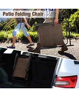 Sugift 4 Pieces Folding Dining Chairs with Steel Armrests and Sling Back