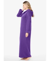 Dreams & Co. Plus Size Long Hooded Fleece Sweatshirt Robe