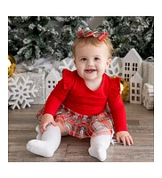 Sweet Wink Baby Girl's Christmas Plaid Tulle Bow Baby Headband