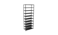 Slickblue 10 Tier Stackable Shoe Rack Storage Shelves - Stainless Steel Frame Holds 50 Pairs Of Shoes