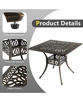 Sugift 35.4 Inch Aluminum Patio Square Dining Table with Umbrella Hole