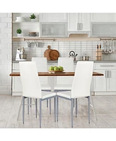 Sugift 4 Pieces Pvc Elegant Design Leather Dining Chairs with Solid Metal Legs