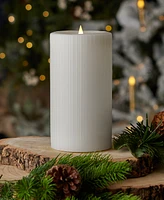 Seasonal Fine Ribbed Motion Flameless Candle, 4x8