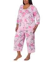 Ellen Tracy Plus Printed Cropped Pajama Set