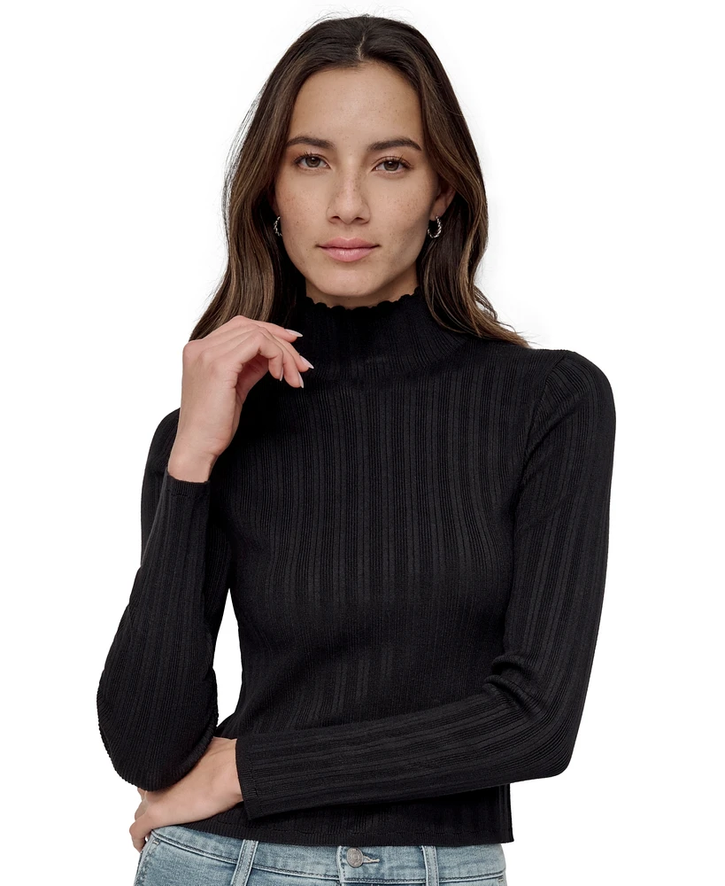 Dkny Jeans Petite Ribbed Mock-Neck Sweater