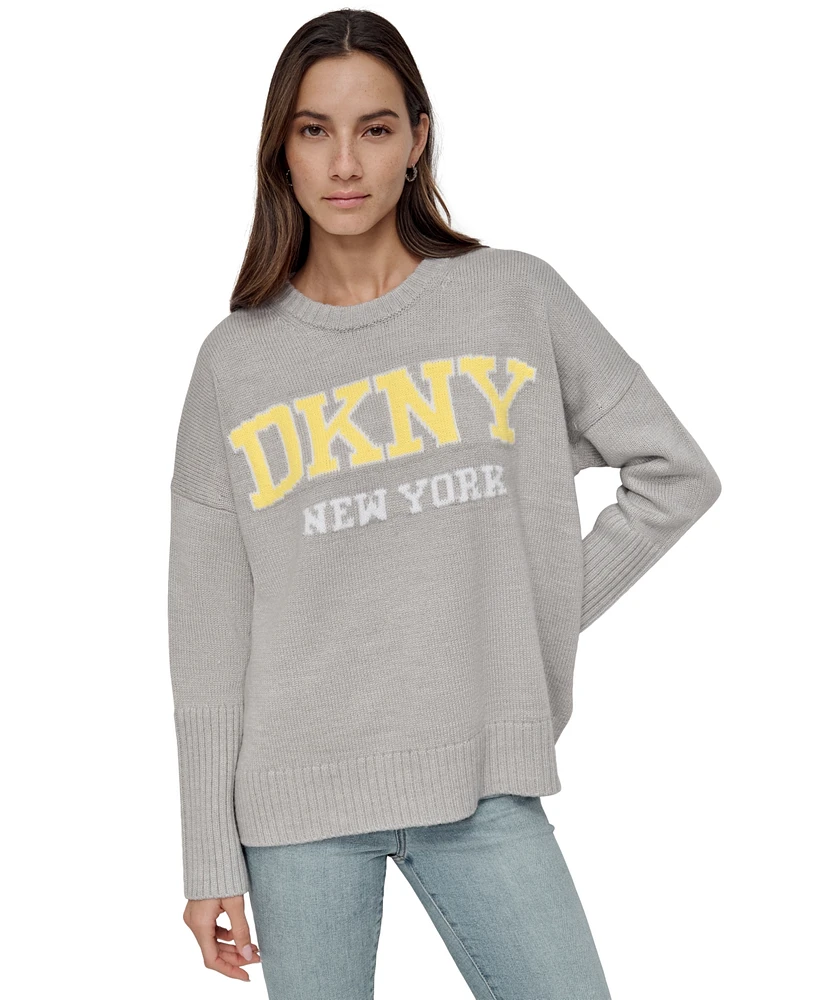 Dkny Jeans Petite Varsity Logo Crewneck Sweater