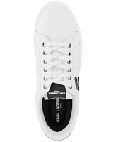 Karl Lagerfeld Paris Men's Side Heart Logo Patch Tumbled Leather Sneaker