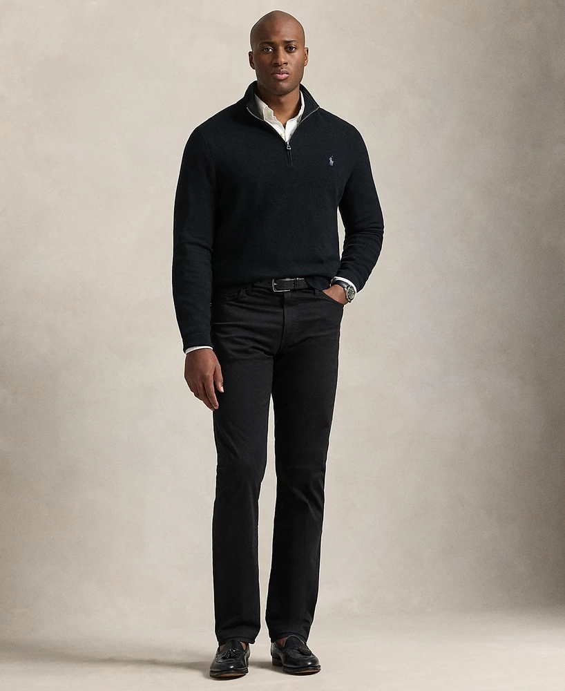 Polo Ralph Lauren Men's Big & Tall Mesh-Knit Cotton Quarter-Zip Sweater