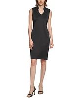 Calvin Klein Women's V-Neck Scuba-Crepe Sheath Dress