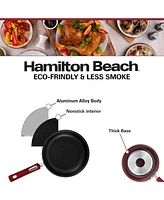 Hamilton Beach Fry Pan Aluminum 2pc Set Nonstick Coating, Frying Pans Nonstick for Stove Top with Soft Touch Bakelite Handle, Durable Scratch Resistan