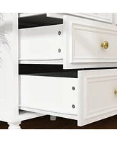 Famapy White Wooden 63 in. W 12-Drawer Chest of Drawers Modern European Style Storage Dresser