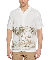 Cubavera Men's Short Sleeve Button-Front Palm Print Border Camp Shirt