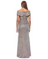 Xscape Women's Off-The-Shoulder Ruffled Glitter Gown