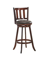 Sugift 2 Pieces 360 Degree Swivel Wooden Counter Height Bar Stool Set with Cushioned Seat