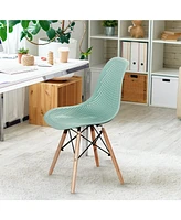 Sugift 4 Pieces Modern Plastic Hollow Chair Set with Wood Leg