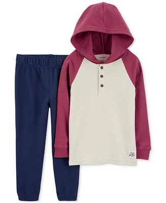 Carter's Baby Boys Hooded Henley T-Shirt & Pull-On Pants, 2 Piece Set