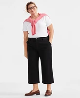 Style & Co Plus High Rise Wide-Leg Cropped Jeans, Exclusively at Macy's