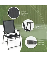 Sugift 2 Pieces Patio Folding Chairs with Armrests for Deck Garden Yard