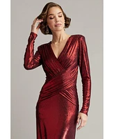 Tadashi Shoji Esau Metallic Crisscross Draped Gown