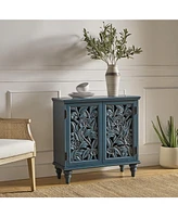 Hulala Home LuLu Traditional 32"Tall 2 Door Accent Cabinet Solid Wood Spindle Legs