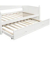 Twin Size Wood Daybed with Twin Trundle for Space-Saving Sleep Solutions