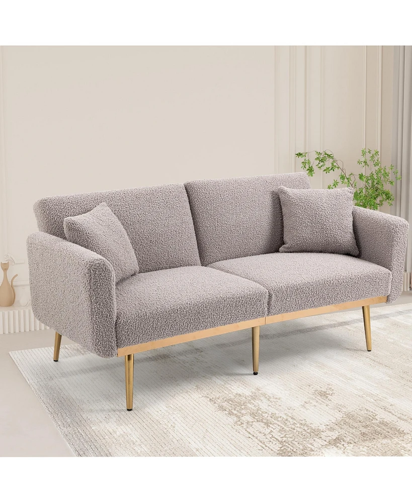 Slickblue Velvet Loveseat Sofa with Metal Feet, Elegant Accent Sofa for Living Room or Bedroom