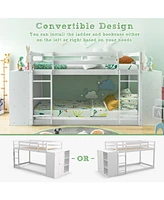 Sugift Twin Size Bunk Bed with Convertible Bookcase and Ladder