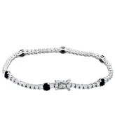 Suzy Levian Sterling Silver Black and White Cubic Zirconia Tennis Bracelet