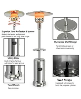 Gymax Patio 87 inches Tall Propane Heater 48,000 Btu W/Table & Wheels Silver