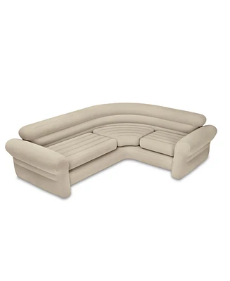 Intex Inflatable Corner Living Room Air Mattress Sectional Sofa Couch, Beige