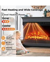 Gymax 24'' 3-Sided Electric Fireplace Insert w/Remote Control 3 Flame Colors 1-6H Timer
