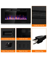 Gymax 36-inch Recessed Wall Mounted Electric Fireplace Heater w/ Remote Control