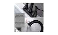 Slickblue 2-Handle 4-Inch Oil Rubbed Bronze Bathroom Faucet for Vanity Sinks, Complete with Pop-Up Drain and Supply Hoses